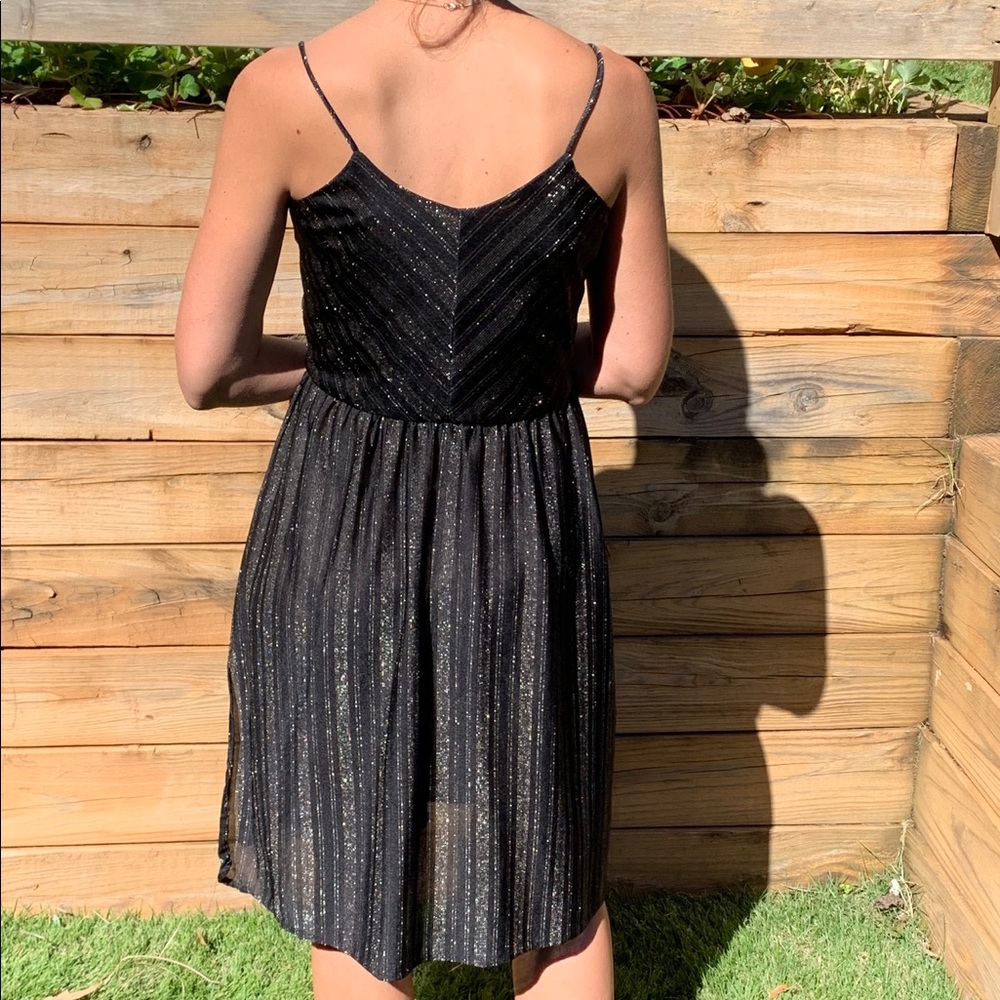 70’s double slit metallic stripe disco dress